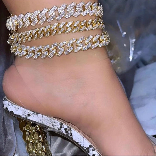 Cuban Link Anklet Set of 3